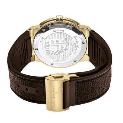 Salvatore Ferragamo F-80 Classic White Dial Brown Leather Strap Watch for Men - SFDT00819