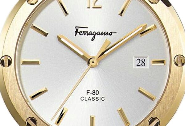 Salvatore Ferragamo F-80 Classic White Dial Brown Leather Strap Watch for Men - SFDT00819