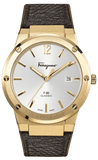 Salvatore Ferragamo F-80 Classic White Dial Brown Leather Strap Watch for Men - SFDT00819