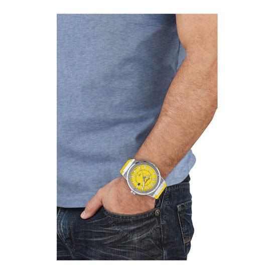 Salvatore Ferragamo F-80 Classic Yellow Dial Yellow Rubber Strap Watch for Men - SFHY01222
