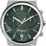 Salvatore Ferragamo Sapphire Chronograph Green Dial Silver Steel Strap Watch for Men - SFME00421