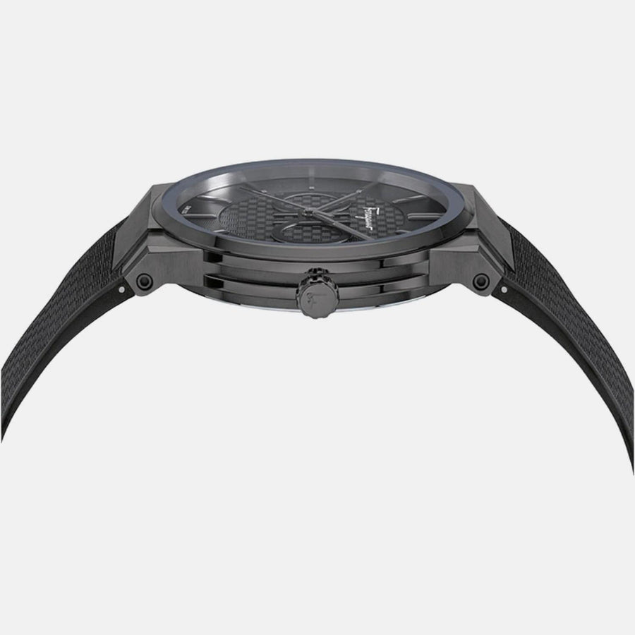 Salvatore Ferragamo Sapphire Black Dial Black Rubber Strap Watch for Men - SFHP00320