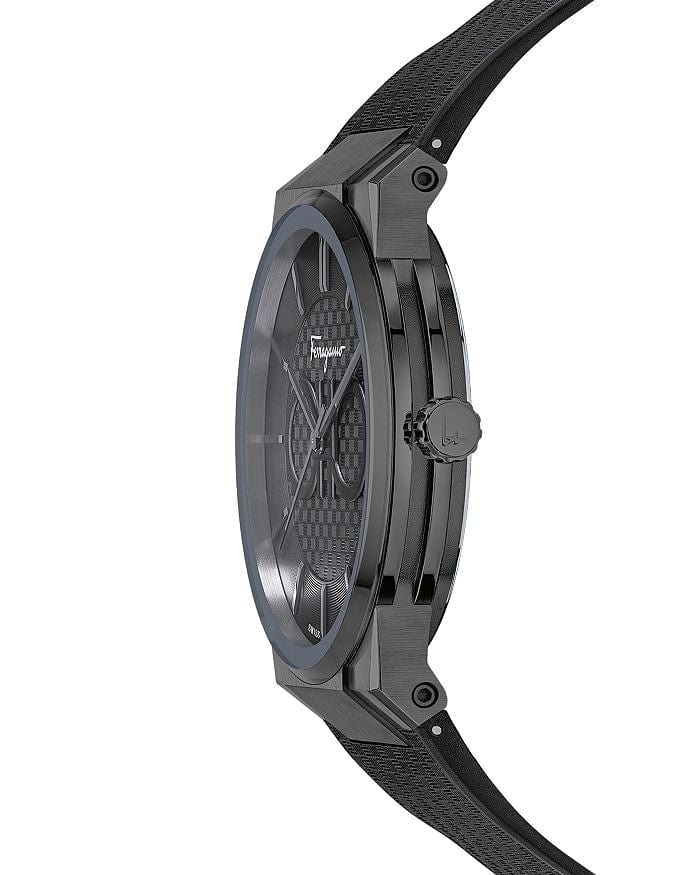 Salvatore Ferragamo Sapphire Black Dial Black Rubber Strap Watch for Men - SFHP00320