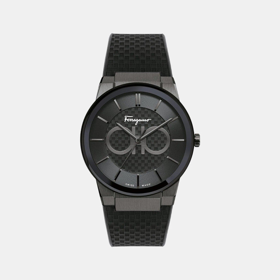 Salvatore Ferragamo Sapphire Black Dial Black Rubber Strap Watch for Men - SFHP00320