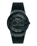 Salvatore Ferragamo Sapphire Black Dial Black Rubber Strap Watch for Men - SFHP00320