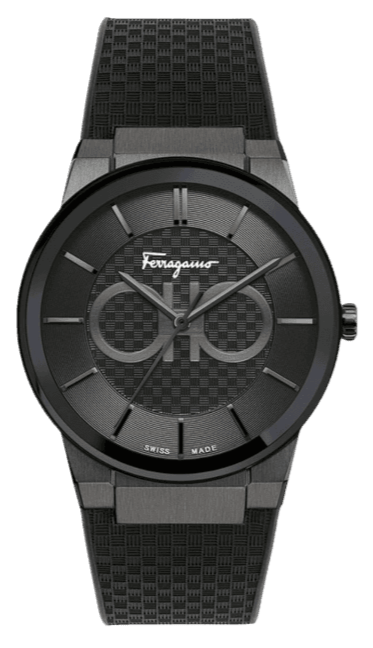 Salvatore Ferragamo Sapphire Black Dial Black Rubber Strap Watch for Men - SFHP00320