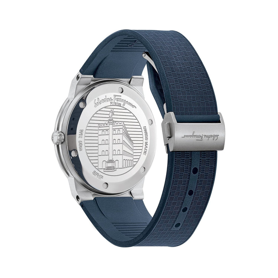 Salvatore Ferragamo Sapphire Blue Dial Blue Rubber Strap Watch for Men - SFHP00120