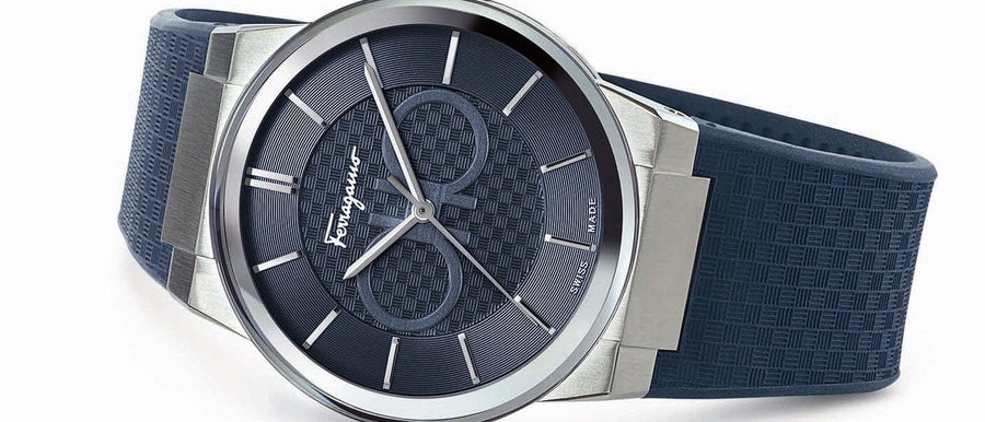 Salvatore Ferragamo Sapphire Blue Dial Blue Rubber Strap Watch for Men - SFHP00120
