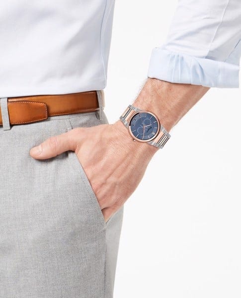 Salvatore Ferragamo Sapphire Blue Dial Two Tone Steel Strap Watch for Men - SFHP007-20