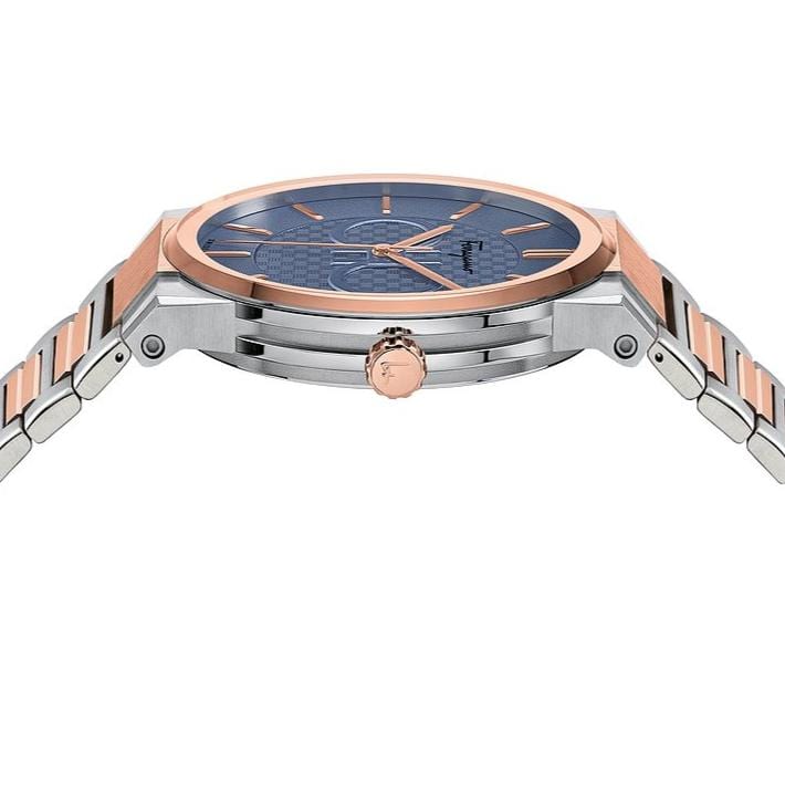 Salvatore Ferragamo Sapphire Blue Dial Two Tone Steel Strap Watch for Men - SFHP007-20