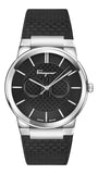 Salvatore Ferragamo Sapphire Bracelet Black Dial Black Silicone Strap Watch for Men - SFHP01024