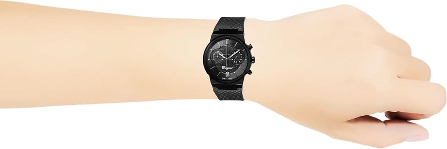 Salvatore Ferragamo Sapphire Chrono Black Dial Black Rubber Strap Watch for Men - SFME00621