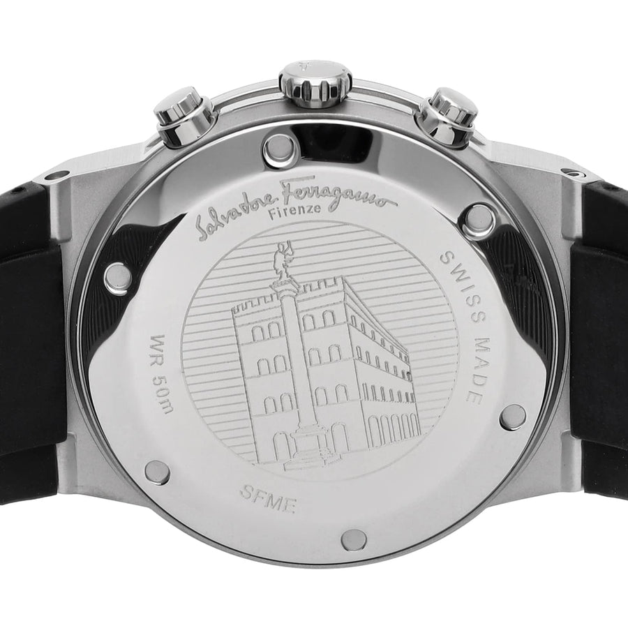 Salvatore Ferragamo Sapphire Chrono Black Dial Black Silicone Strap Watch for Men - SFME00121