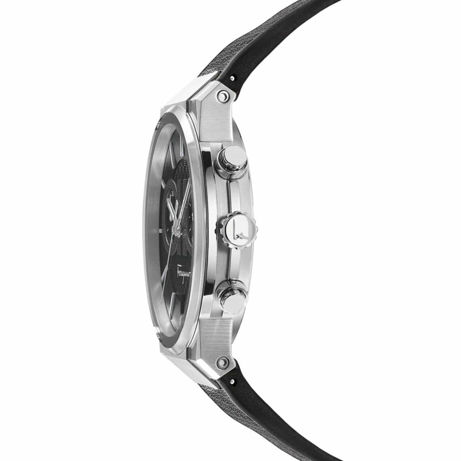Salvatore Ferragamo Sapphire Chrono Black Dial Black Silicone Strap Watch for Men - SFME00121