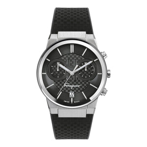 Salvatore Ferragamo Sapphire Chrono Black Dial Black Silicone Strap Watch for Men - SFME00121