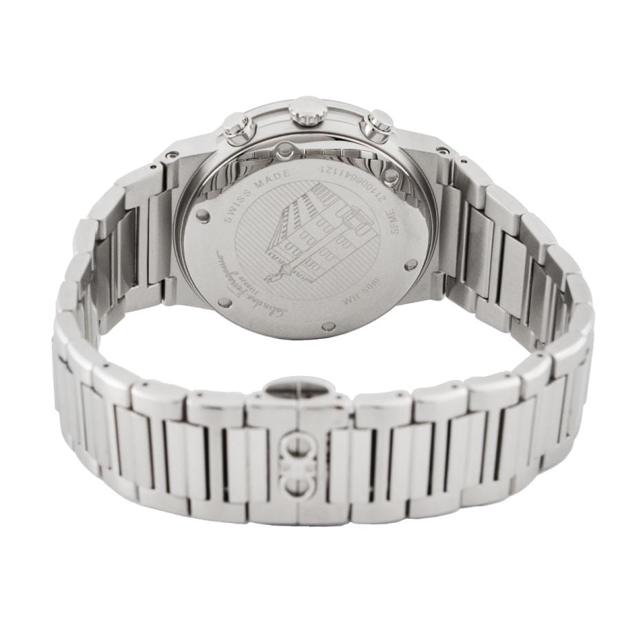 Salvatore Ferragamo Sapphire Chrono Black Dial Silver Steel Strap Watch for Men - SFME00321