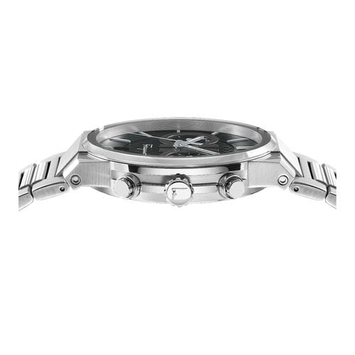 Salvatore Ferragamo Sapphire Chrono Black Dial Silver Steel Strap Watch for Men - SFME00321