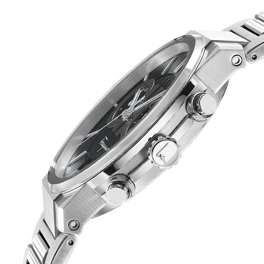 Salvatore Ferragamo Sapphire Chrono Black Dial Silver Steel Strap Watch for Men - SFME00321