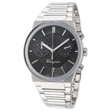 Salvatore Ferragamo Sapphire Chrono Black Dial Silver Steel Strap Watch for Men - SFME00321