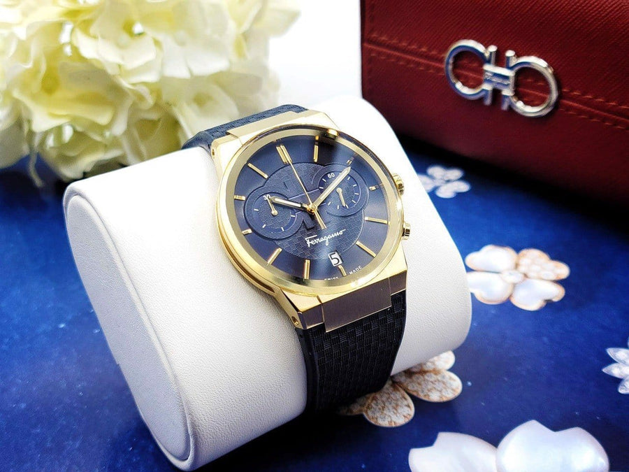 Salvatore Ferragamo Sapphire Chrono Blue Dial Blue Silicone Strap Watch for Men - SFME00221