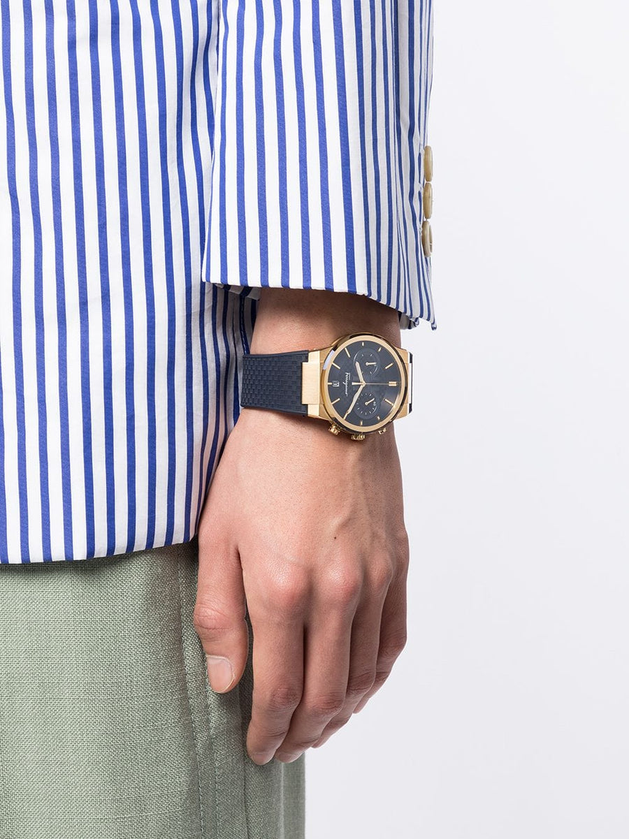 Salvatore Ferragamo Sapphire Chrono Blue Dial Blue Silicone Strap Watch for Men - SFME00221