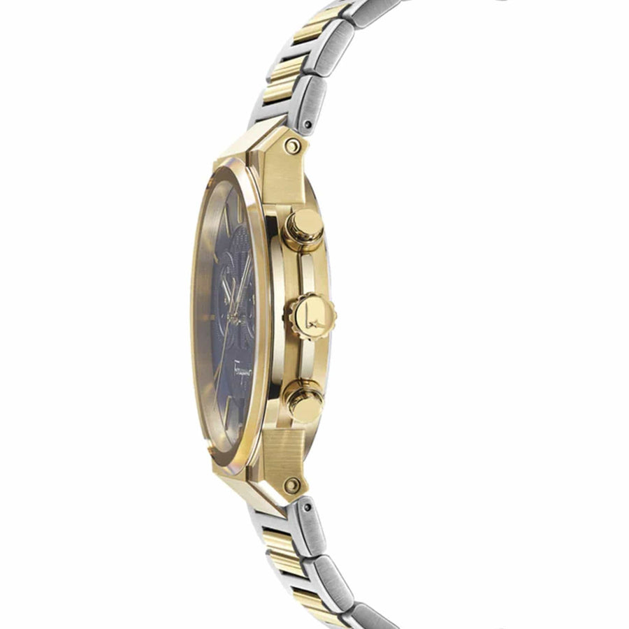 Salvatore Ferragamo Sapphire Chrono Blue Dial Two Tone Steel Strap Watch for Men - SFME00521