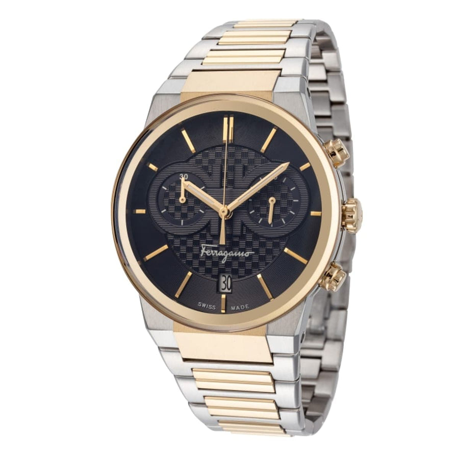 Salvatore Ferragamo Sapphire Chrono Blue Dial Two Tone Steel Strap Watch for Men - SFME00521