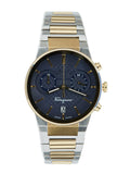 Salvatore Ferragamo Sapphire Chrono Blue Dial Two Tone Steel Strap Watch for Men - SFME00521