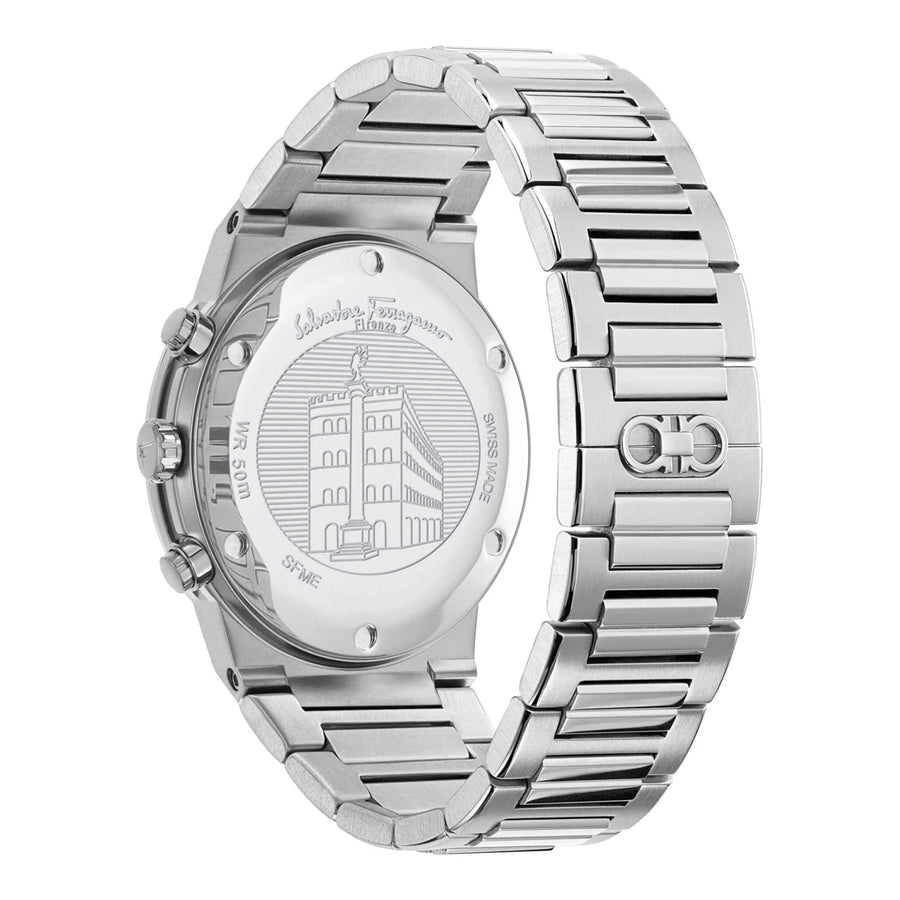 Salvatore Ferragamo Sapphire Chrono Green Dial Silver Steel Strap Watch for Men - SFME00421