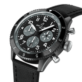 Breitling Super Avi B04 Chronograph GMT 46 Mosquito Night Fighter Black Dial Black Nylon Strap Watch for Men - SB04451A1B1X1