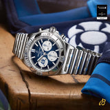 Breitling Chronomat B01 42 Six Nations Scotland Blue Dial Silver Steel Strap Watch for Men - AB0134A51C1A1