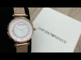 Emporio Armani Gianni T Bar Mother of Pearl Dial Rose Gold Mesh Bracelet Watch For Women - AR11320