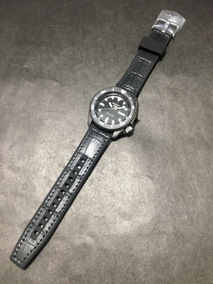 Seiko 5 Sport Automatic Black Dial Black Silicone Strap Watch For Men - SRPD65K3