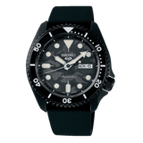 Seiko 5 Sport Automatic Black Dial Black Silicone Strap Watch For Men - SRPD65K3