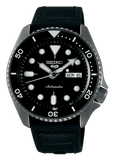 Seiko 5 Sport Automatic Black Dial Black Silicone Strap Watch For Men - SRPD65K3