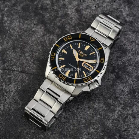 Seiko 5 Sport Automatic SKX Series Black Dial Silver Steel Strap Watch for Men - SRPK99K1