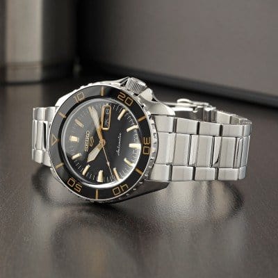 Seiko 5 Sport Automatic SKX Series Black Dial Silver Steel Strap Watch for Men - SRPK99K1
