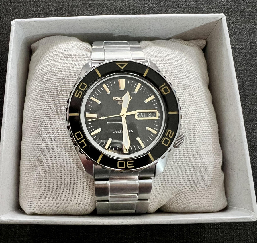 Seiko 5 Sport Automatic SKX Series Black Dial Silver Steel Strap Watch for Men - SRPK99K1