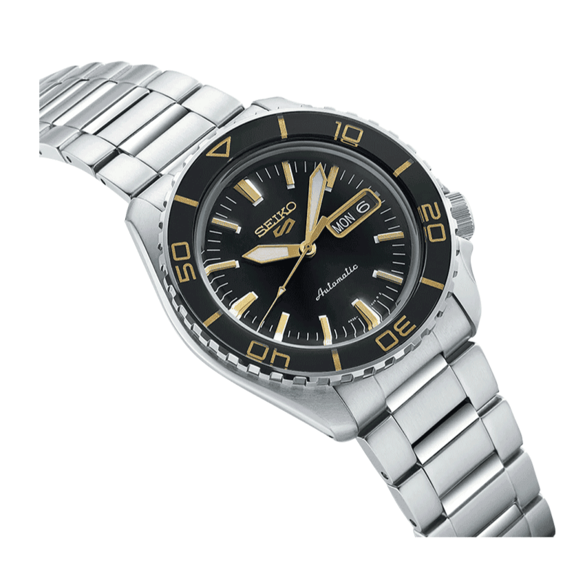Seiko 5 Sport Automatic SKX Series Black Dial Silver Steel Strap Watch for Men - SRPK99K1