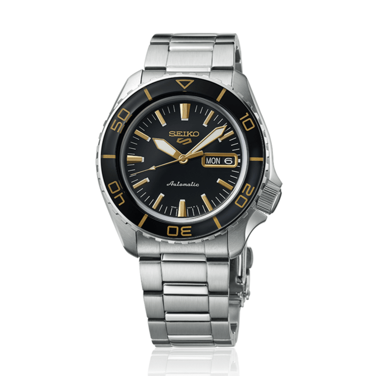 Seiko 5 Sport Automatic SKX Series Black Dial Silver Steel Strap Watch for Men - SRPK99K1
