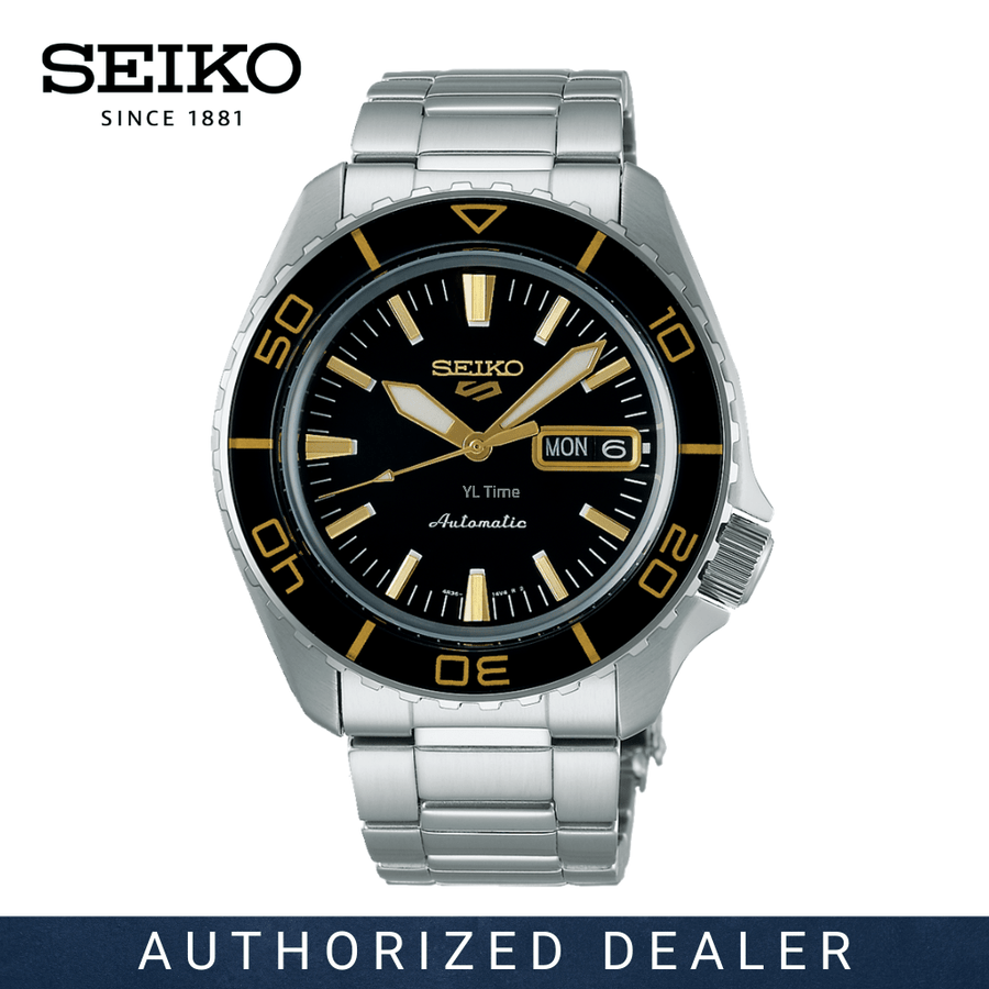 Seiko 5 Sport Automatic SKX Series Black Dial Silver Steel Strap Watch for Men - SRPK99K1