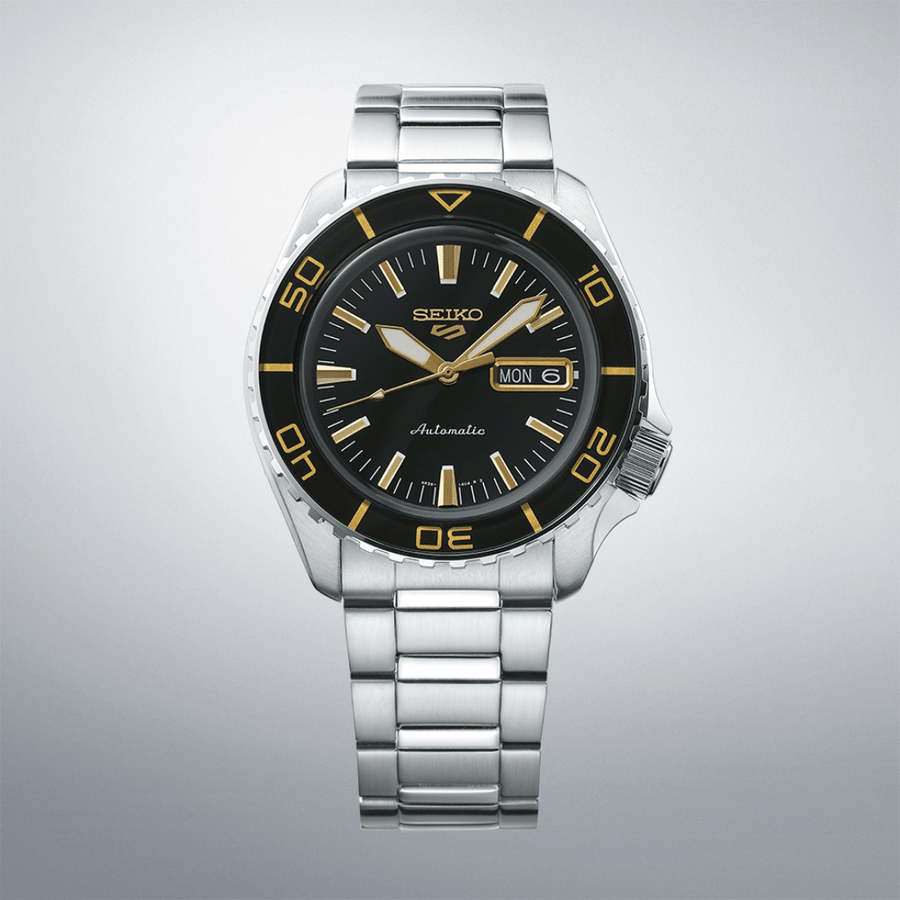 Seiko 5 Sport Automatic SKX Series Black Dial Silver Steel Strap Watch for Men - SRPK99K1