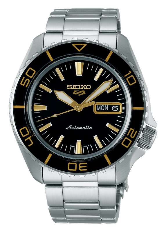 Seiko 5 Sport Automatic SKX Series Black Dial Silver Steel Strap Watch for Men - SRPK99K1