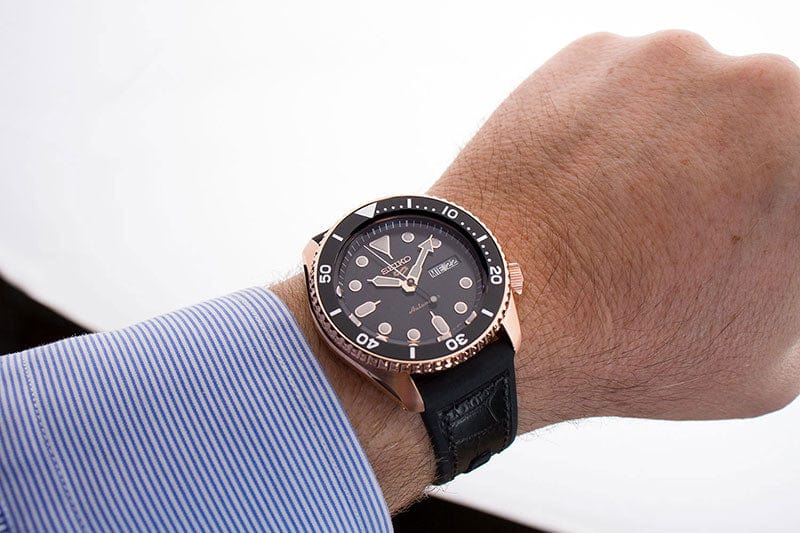 Seiko 5 Sport SKX Automatic Black Dial Black Silicone Strap Watch For Men - SRPD76K1
