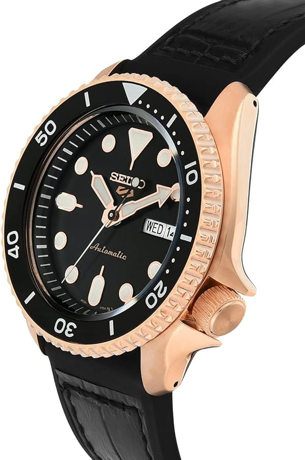 Seiko 5 Sport SKX Automatic Black Dial Black Silicone Strap Watch For Men - SRPD76K1