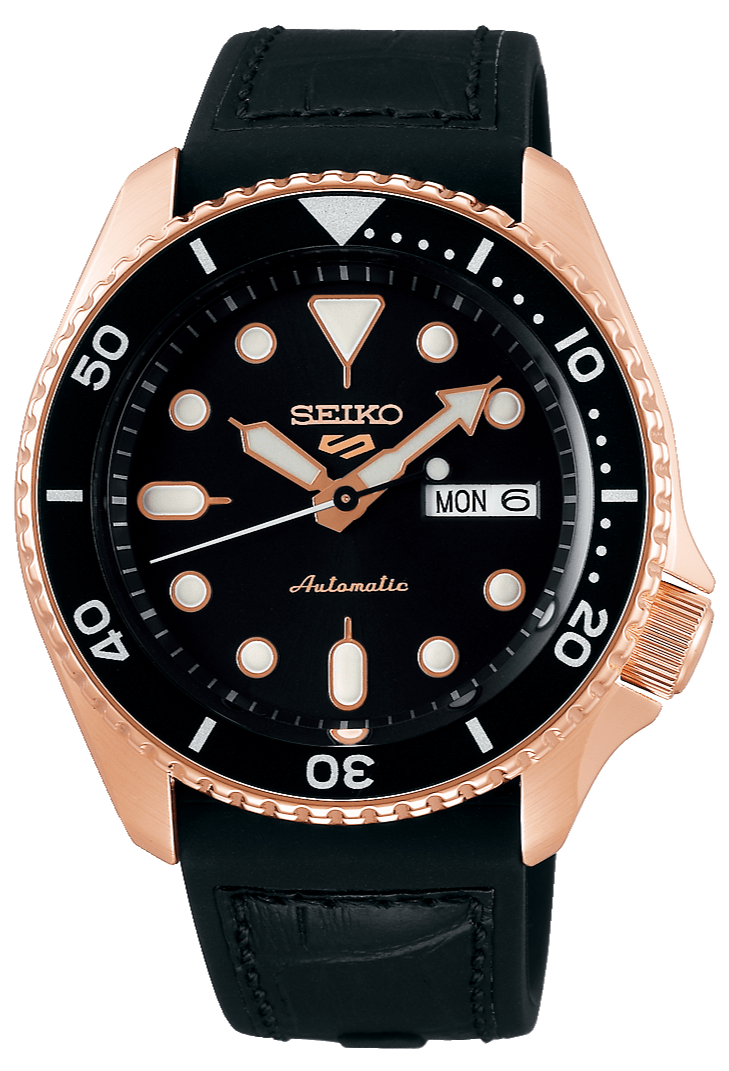 Seiko 5 Sport SKX Automatic Black Dial Black Silicone Strap Watch For Men - SRPD76K1
