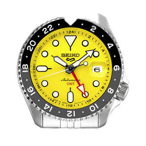 Seiko 5 Sport SKX GMT US Special Creation Automatic Yellow Dial Silver Steel Strap Watch for Men - SSK017K1