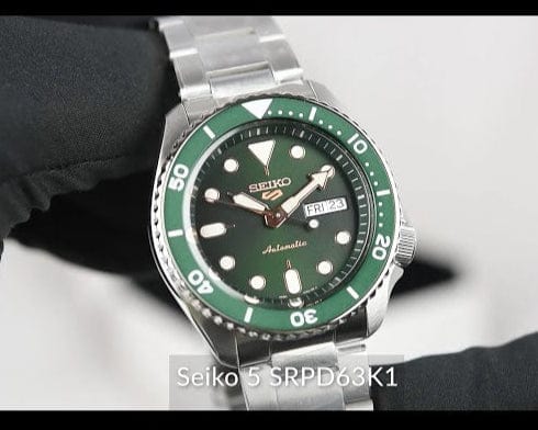 Seiko 5 Sports Automatic Analog Green Dial Silver Steel Strap Watch For Men - SRPD63K1