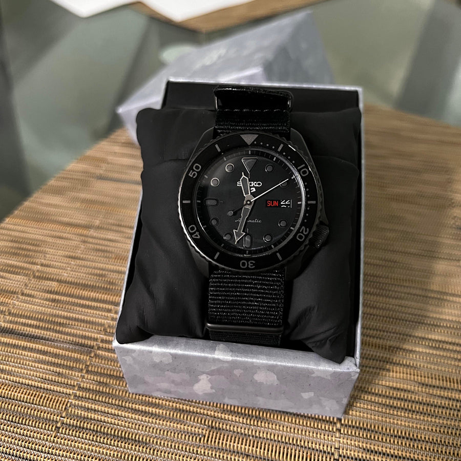 Seiko 5 Sports Automatic Black Dial Black NATO Strap Watch For Men - SRPD79K1