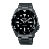 Seiko 5 Sports Automatic Black Dial Black Steel Strap Watch For Men - SRPD65K1